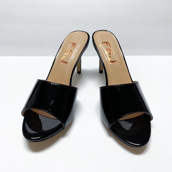FSJ Black Patent Leather Sandals - Picture 2 of 8